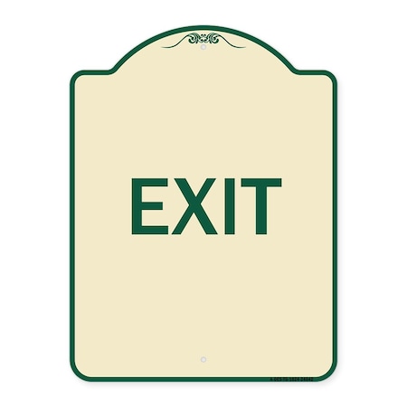Signmission Designer Series Sign-Exit 1, Tan & Green Heavy-Gauge Aluminum Sign, 24" H, 18" L, TG-1824-24042 A-DES-TG-1824-24042